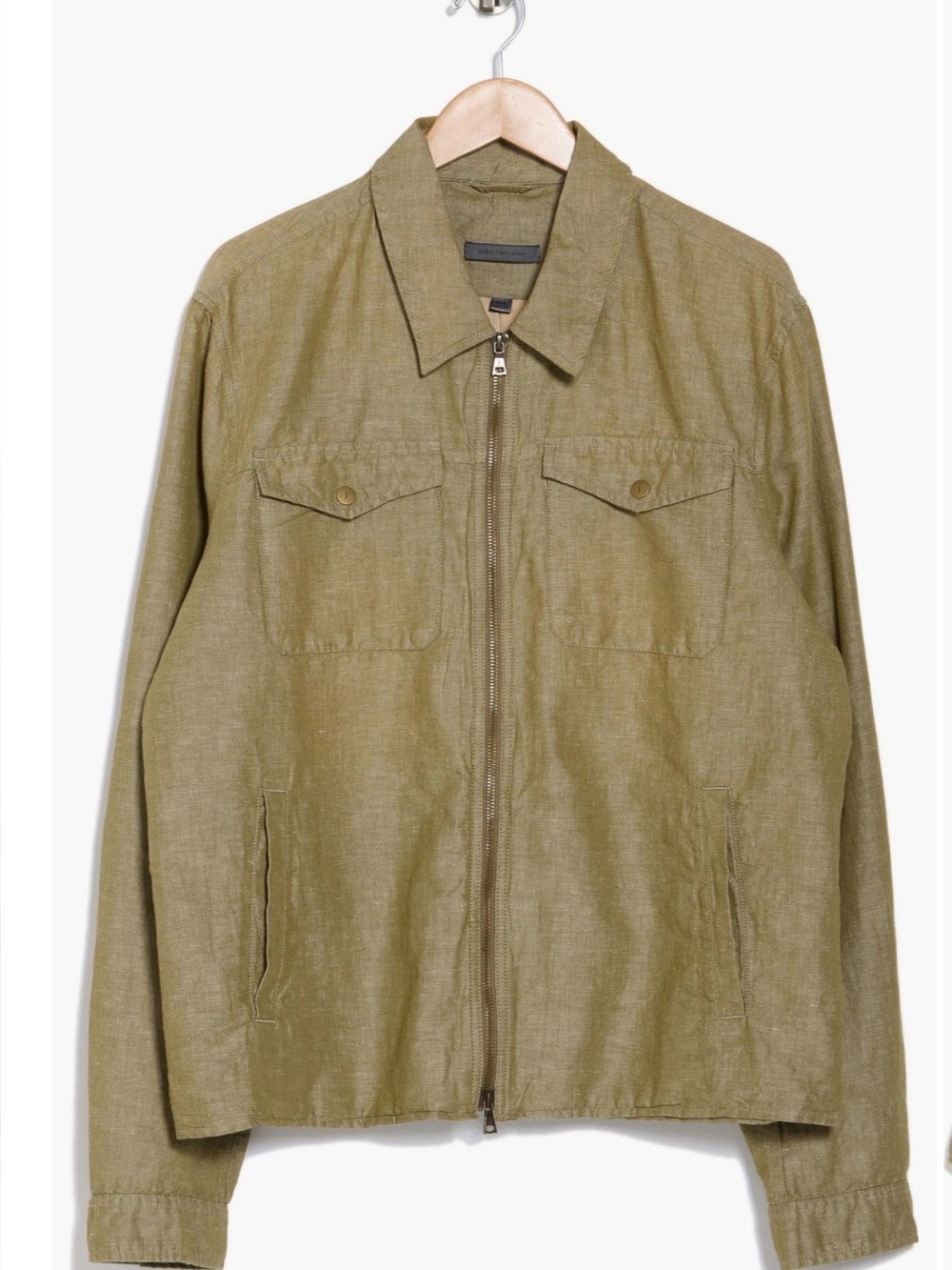 John Varvatos Olive Green Lightweight Zip Jacket